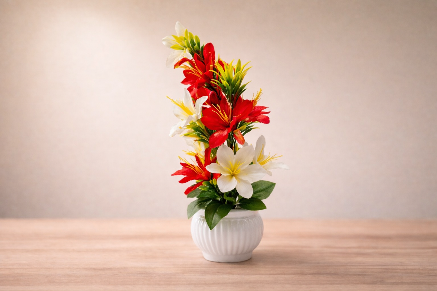 Premium Artificial Lily Flower Arrangement in Pot