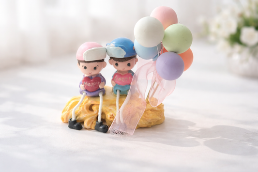 Happy & Sweet Couple Figurine with Pastel Balloons | Romantic Home Décor Showpiece
