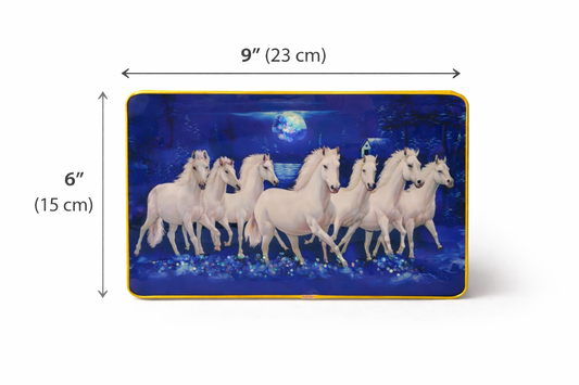 Moonlight 7 Running White Horses Decorative Wall Frame
