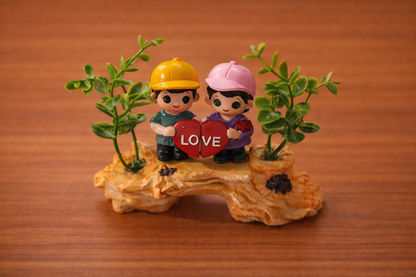Romantic Miniature Couple Love Wall Planter with Artificial Greenery. Designs may vary.