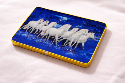 Moonlight 7 Running White Horses Decorative Wall Frame