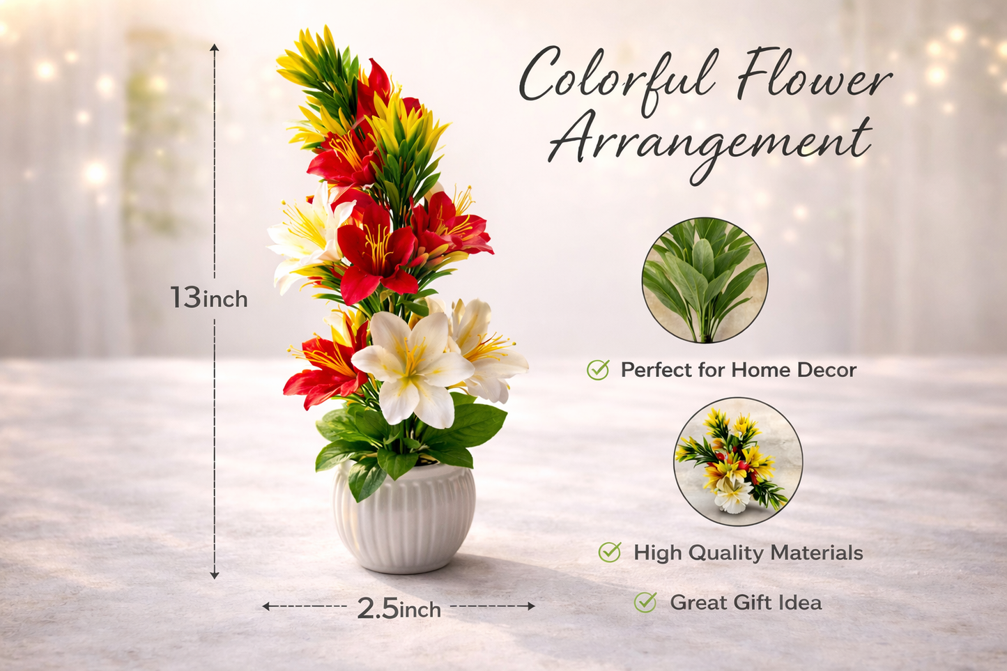Premium Artificial Lily Flower Arrangement in Pot