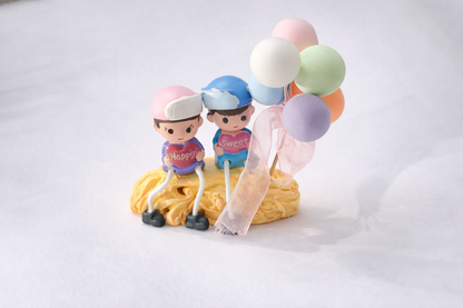 Happy & Sweet Couple Figurine with Pastel Balloons | Romantic Home Décor Showpiece