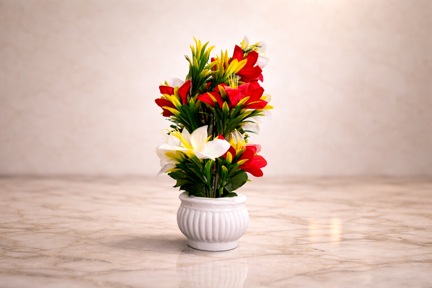 Premium Artificial Lily Flower Arrangement in Pot