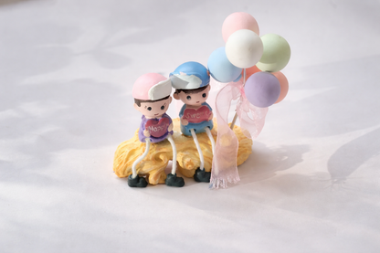 Happy & Sweet Couple Figurine with Pastel Balloons | Romantic Home Décor Showpiece