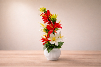 Premium Artificial Lily Flower Arrangement in Pot