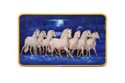 Moonlight 7 Running White Horses Decorative Wall Frame