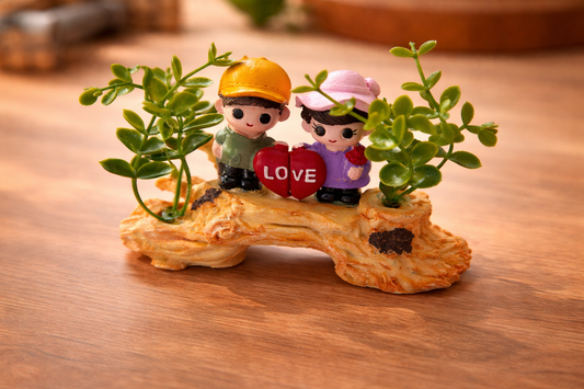 Romantic Miniature Couple Love Wall Planter with Artificial Greenery. Designs may vary.