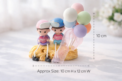Happy & Sweet Couple Figurine with Pastel Balloons | Romantic Home Décor Showpiece